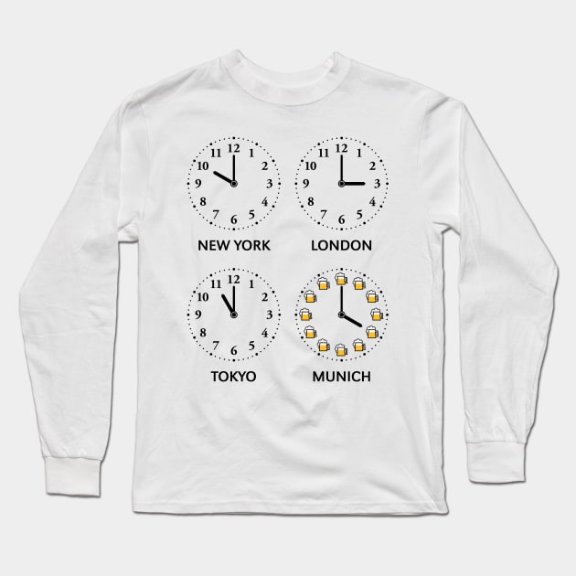 New York – London – Tokyo – Munich (Beer Time) Long Sleeve T-Shirt by MrFaulbaum